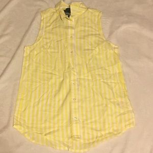 Primark Striped White and Yellow Sleeveless Shirt